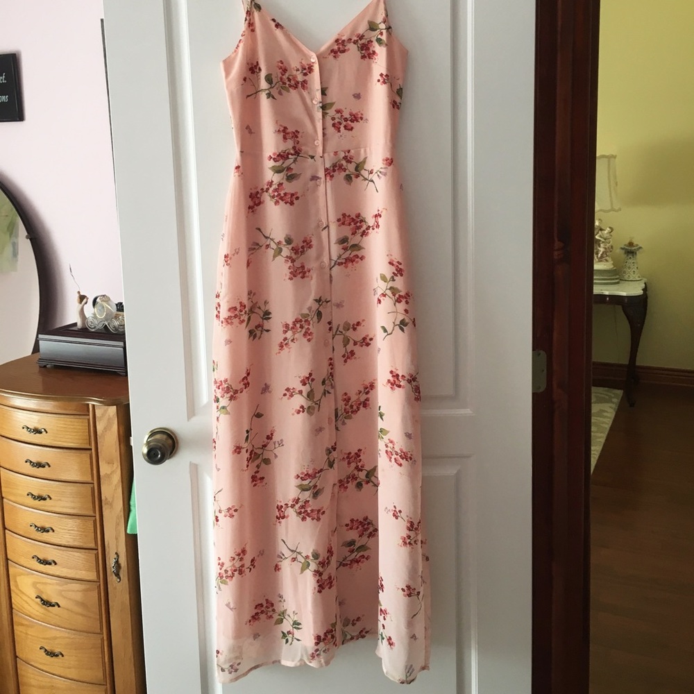 ASOS Maxi Length Floral Champagne Rose Dress